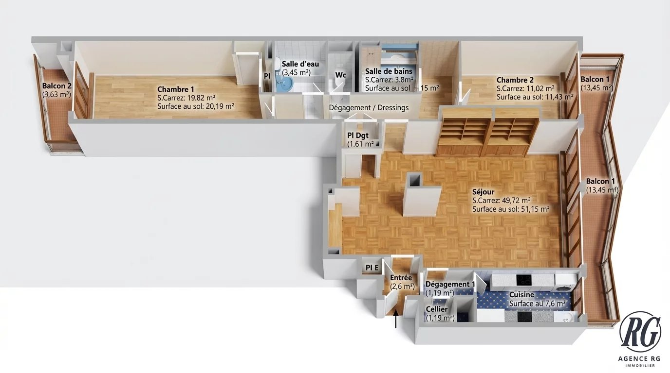 Appartement 5 pièces 113,39 m²