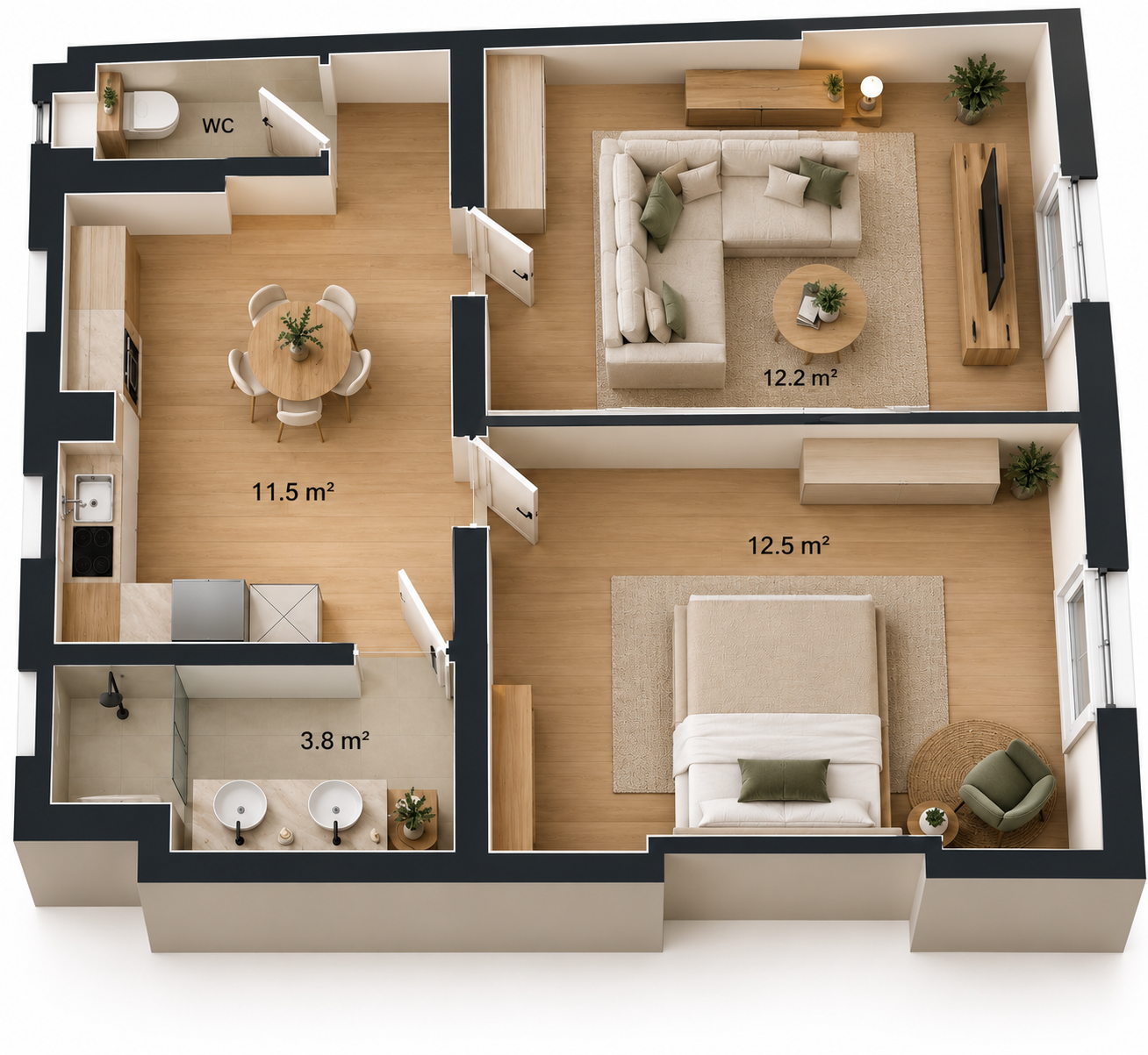 Appartement 2 pièces 43,50 m²